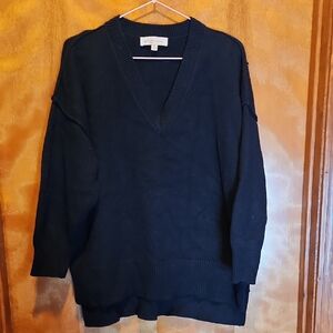 Philosophy Black V-Neck Sweater with Textured Knit